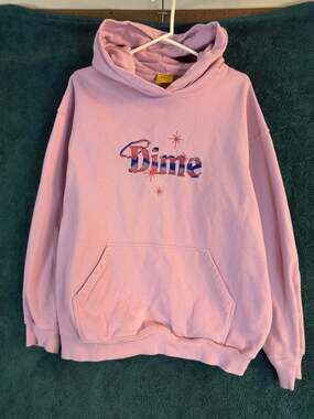 Dime Montreal Embroidered Logo Hoodie Pink Size XL
